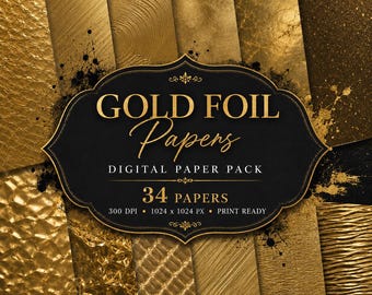 Gold Foil Texture Papers: Scrapbook & Invitation Backgrounds (Digital Download)