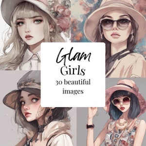 Papel digital &quot;Glamour Girl&quot;: Ilustración de moda (Descarga instantánea)