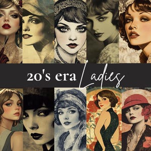 40 Vintage 1920s Ladies  | Flapper Girl Junk Journal Printable | Art Deco Aesthetic Digital Download I Vintage Girls