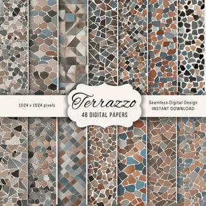 Terrazzo Digital Papers | Digital Download | Commercial Use I  Terrazzo effect Digital Paper Backgrounds