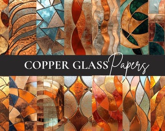 Copper Glass Digital Paper: Metallic Foil Backgrounds (Digital Download)