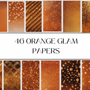 Orange Glitter Glam Digital Papers: Commercial Use (Digital Download)