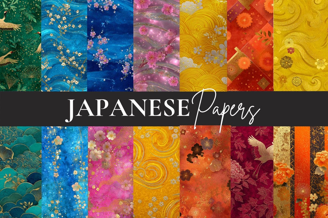Japanese Pattern Pack Japanese Digital Paper Pack – 26 Sakura & Koi Kimono Patterns | Instant ...