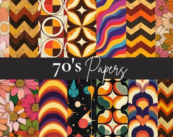 Retro 70s Digital Paper Pack: Mid-Century Modern Patterns (Instant Download)