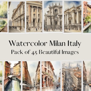 Magnifiques papiers numériques Milan 45 | Téléchargement numérique | Ville de Milan | Images artistiques | Journal de voyage coloré à usage commercial