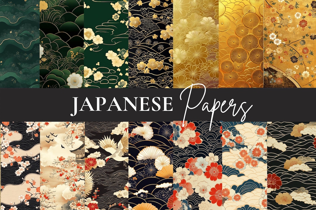 Japanese Pattern Pack Japanese Digital Paper Pack: Sakura, Koi & Kimono Patterns (instant ...