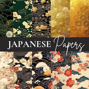 41 Japanese Digital Paper Pack | Sakura, Koi, Kimono, Wave Patterns | Oriental Aesthetic Scrapbook & Craft Backgrounds | Instant Download