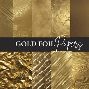34 papiers numériques texturés feuille d'or | Fonds métalliques brillants pour scrapbooking, faire-part, carnets indésirables I Créations | Téléchargement instantané