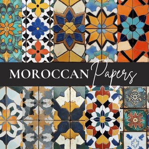 35 papiers numériques pour carreaux marocains | Motifs bohèmes pour scrapbooking, invitations, fabrication de cartes et travaux manuels | Téléchargement instantané