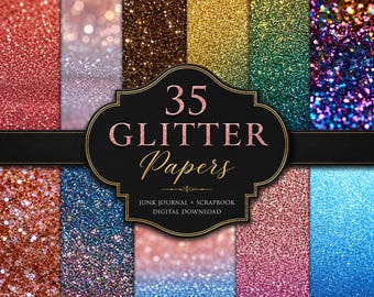 35 digitale Glitzerpapiere im Paket | Hochauflösende Glitzertexturen für Scrapbooking, Einladungen und Bastelarbeiten