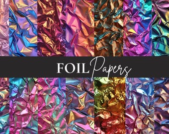 Holographic Foil Textures: 44 Shiny Metallic Papers (Digital Download)