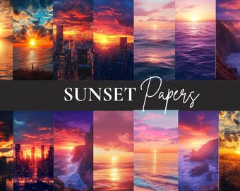 Sunset Digital Paper 40 Fundos Gradientes e Inspirados no Céu Download Instantâneo