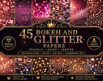 Glitter Bokeh Digital Paper: Glam Sequin Backgrounds (Digital Download)
