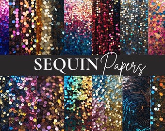 32 Sequin Digital Papers: Glitter Textures & Backgrounds (Digital Download)