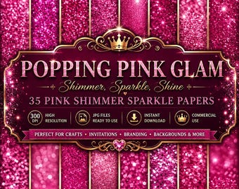 Hot Pink Glitter Digital Paper: Shimmer Backgrounds (Digital Download)