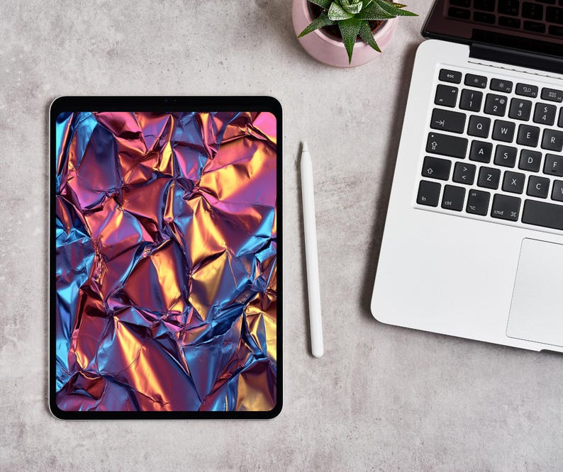 Holographic Foil Textures: 44 Shiny Metallic Papers (digital Download ...