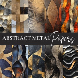 32 Abstract Metallic Textures: Modern Digital Papers (Instant Download)