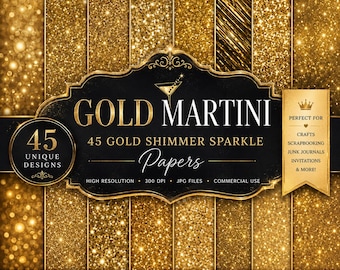 Gold Glitter Digital Papers: Shimmer Backgrounds (Digital Download)