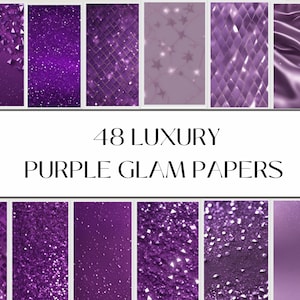 Beautiful Purple Glam Digital Papers | Digital Download | Commercial Use I Glitter Diamante Digital Paper Backgrounds