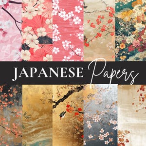 26 Japans digitaal papierpakket | Sakura, koi, kimono, golfpatronen | Oosterse esthetische plakboek- en ambachtelijke achtergronden | Direct downloaden