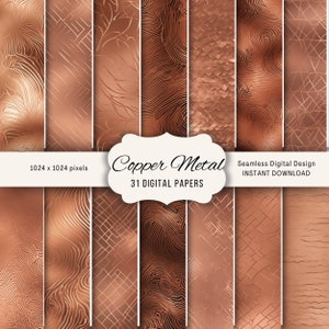 Metallic Foil Copper  Digital Paper - 31 Shiny Copper and Glitter Paper, Digital Papers, Instant Download