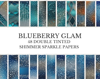 Blue Glitter Shimmer Digital Paper Backgrounds (Digital Download)