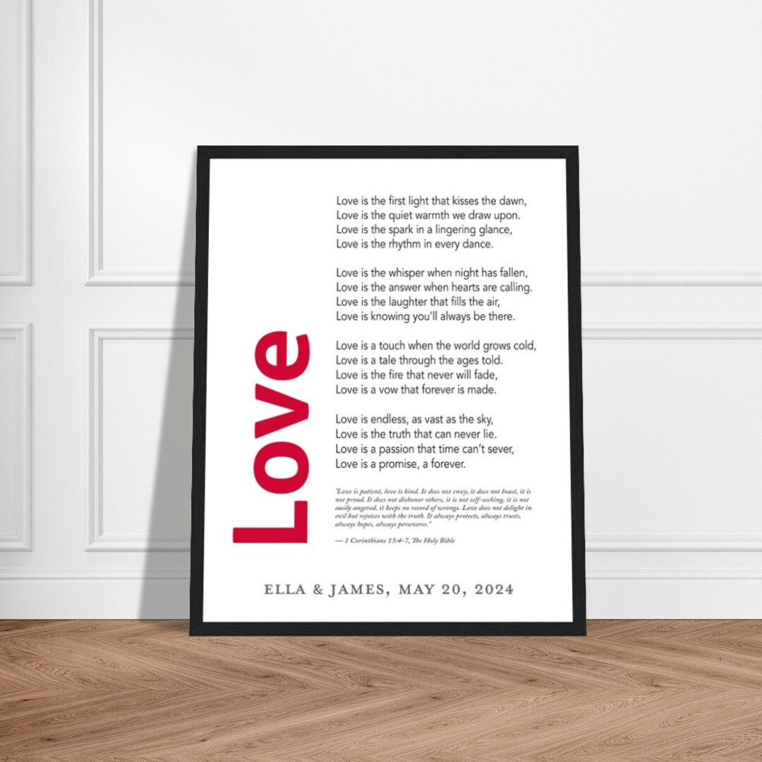 Customizable Wedding Poem Print Personalized Romantic Gift for Couples