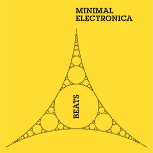May include: A yellow background with a black geometric design in the shape of a triangle. The text "MINIMAL ELECTRONICA" is at the top of the image and the text "BEATS" is inside the triangle.