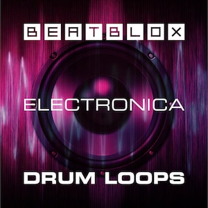 May include: A black speaker with a pink and white background. The text "BEATBLOX ELECTRONICA DRUM LOOPS" is displayed on the image.
