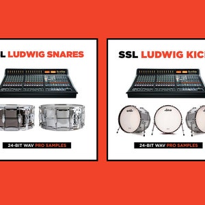 Ludwig Kick Snare Drum Samples - Pro Studio SSL Console - 24-bit WAV