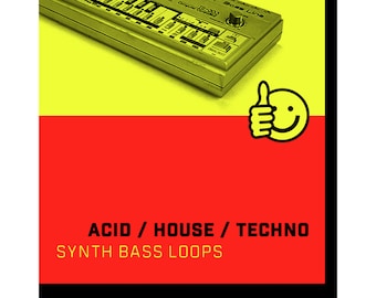 Loops de riffs de bajos sintetizados, techno, EDM y acid house (WAV de 24 bits)