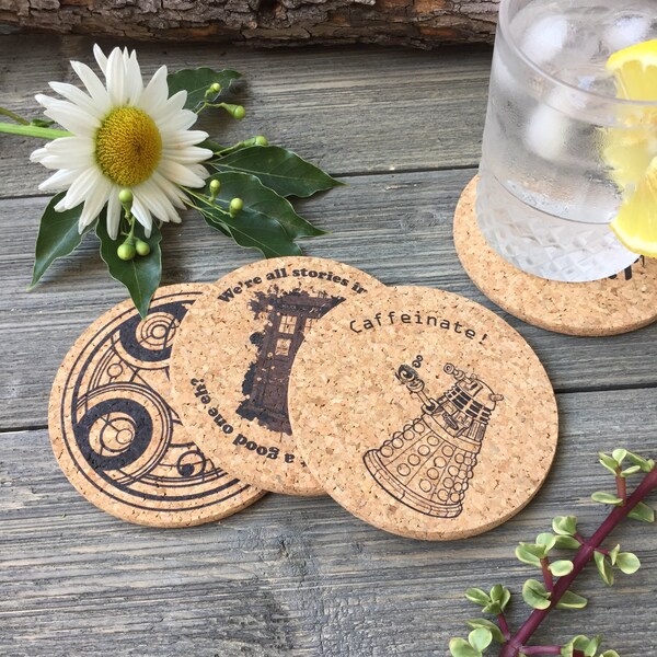 Dr Who Themed Cork Coaster Set of 4 (Set A)