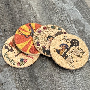 Button Eyes Cork Coaster Set of 4