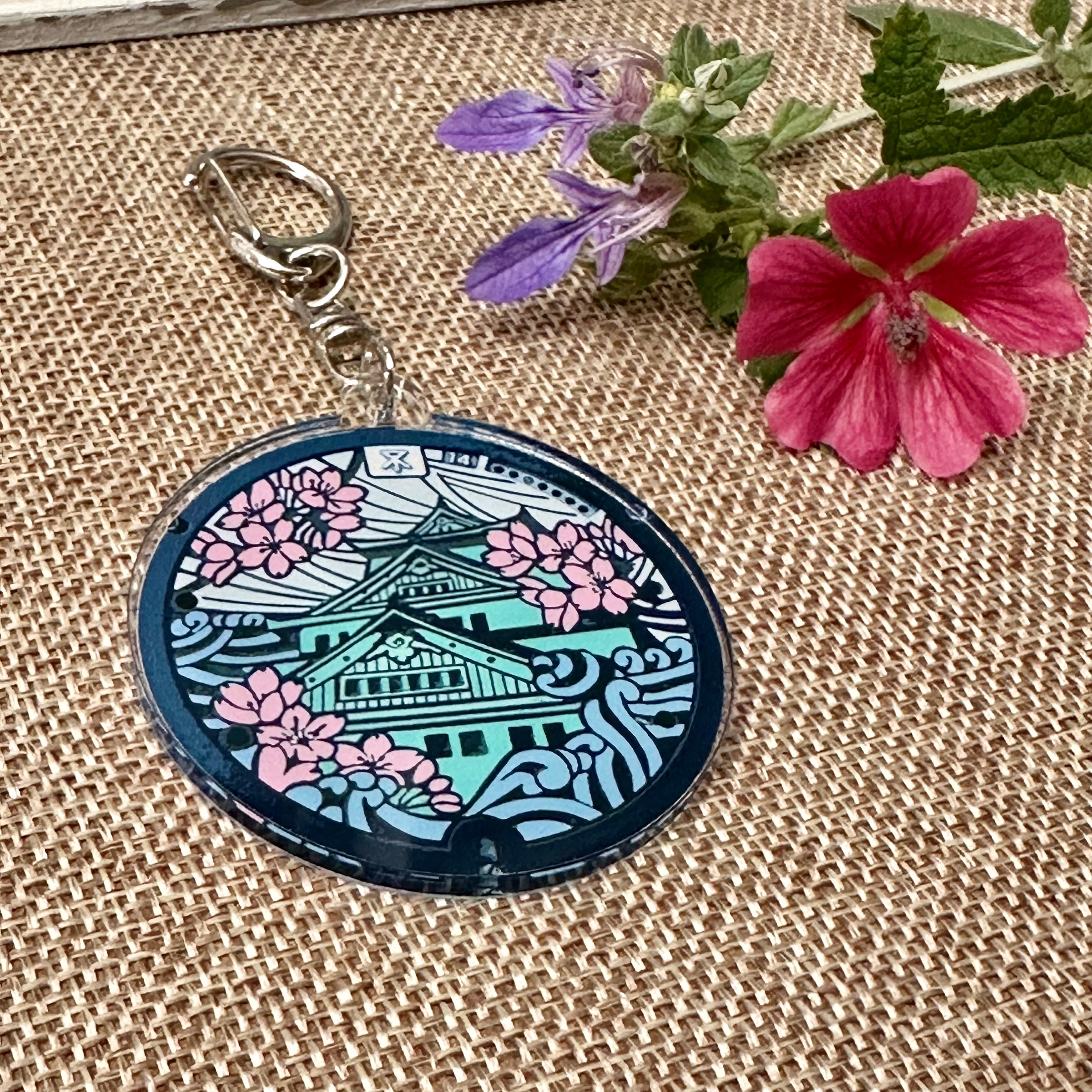 Japan Drain Cover Themed Keychain / Acrylic Purse Charm - Osaka
