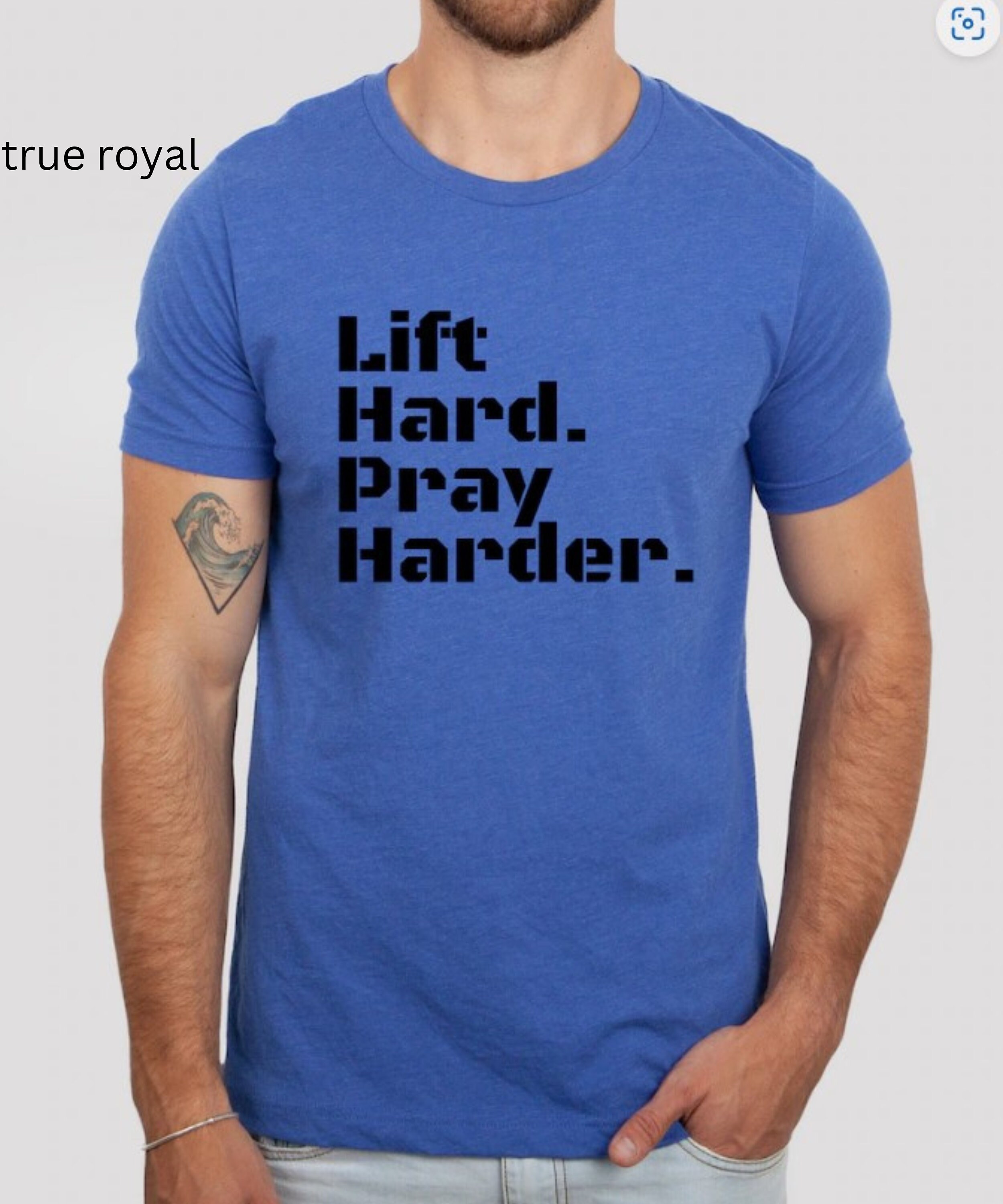 Men's 'lift Hard. Pray Harder' Gym Tshirt Quality Cotton Blend
