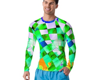 Tico Beach Herren Rash Guard Herren Langarm Rash Guard Schutz Schwimm Shirt Anpassen Sportlich Workout Top Sonnenschutz Surfer Bademode