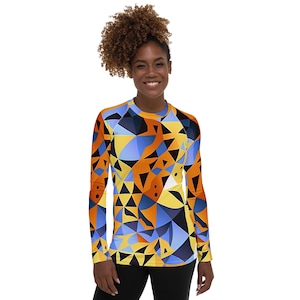 Tico Beach Women&#39;s Rash Guard, Women&#39;s Unique Long Sleeve Rash Guard Swimsuit, Long Sleeve Shirt SPF Surfing Beach Shirt SPF Shirt