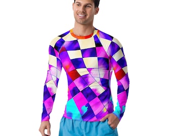 Strand Herren Rash Guard, Unter dem Meer,Langarm,Rash Guard,Rash Guards,für Männer,Meerestiere,Sonnenschutz,UPF,Badeshirt