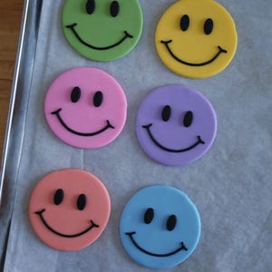 Colorful Smiley Face Fondant Topper Set!