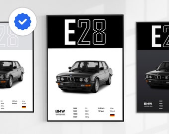 BMW E28 Digitales Auto Poster für Mann, sofortiger Download Druck Wandkunst für Jungen, Raumdekor Home Office Kunstdekor Wohnheim Geschenk für Ehemann