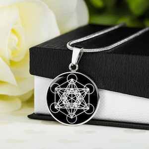 Personalized Metatron&#39;s Cube Necklace, Engraved Sacred Geometry, Personalized Geometry Necklace Spiritual Gifts, Engraved Necklace