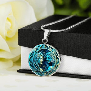 GEMINI NECKLACE, Gemini Jewelry, Astrology Necklace, Gemini Pendant Birthday Gift, Engraved Personalized Necklace