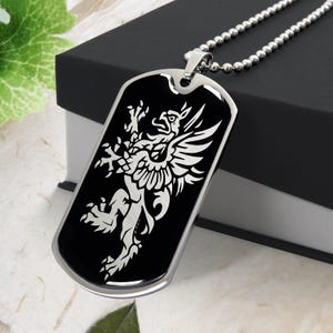 Personalized Griffin Necklace, Engraved Griffin Jewelry, Personalized Gifts, Engraved Griffin Pendant Dog Tag