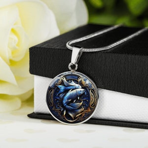 COLLAR PISCIS, Joyería Piscis, Caja de regalo de cumpleaños del collar del zodíaco para Piscis, Collar personalizado grabado, Regalo de joyería de astrología