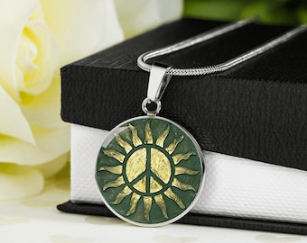 COLLAR DE SIGNO DE PAZ, Encanto de signo de paz, Collar hippie, Joyería de signo de paz, Collar boho, Collar personalizado grabado