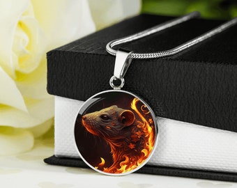 Personalized Rat Necklace , Engraved Rat Pendant , Personalized Nature lover Gifts,