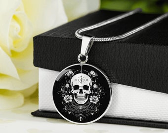 Personalized Memento Mori Necklace , Engraved Memento Mori Pendant , Personalized Gifts