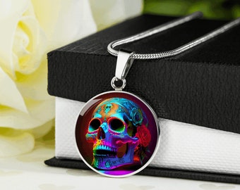 Personalized Skull Necklace , Engraved Skull Jewelry , Personalized Gothic jewelry Gifts, Engraved Pendant