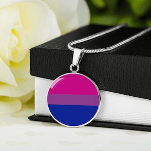 Spersonalizowany naszyjnik biseksualny, grawerowany naszyjnik Lgbtq, gratulacje coming out, spersonalizowane prezenty, grawerowany naszyjnik