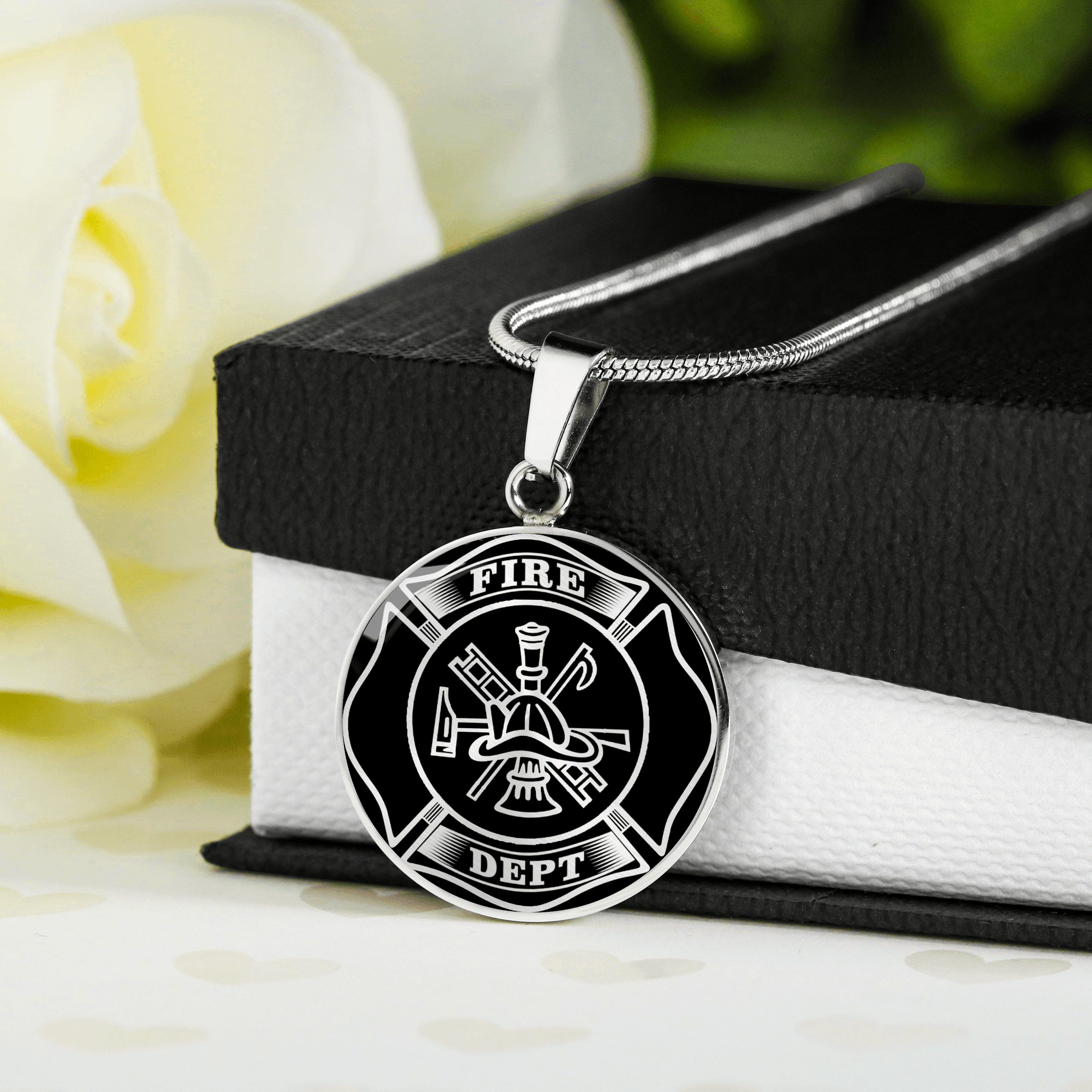 Vintage Firefighter Charm Necklace - Metal Pendant On Leather Rope (27 Inch) - View #11